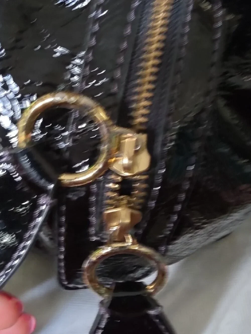 D&G Black Patent Satchel with Gold Chain Accent
